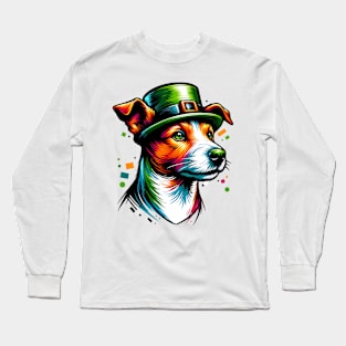 Russell Terrier's Lively Saint Patrick's Day Celebration Long Sleeve T-Shirt